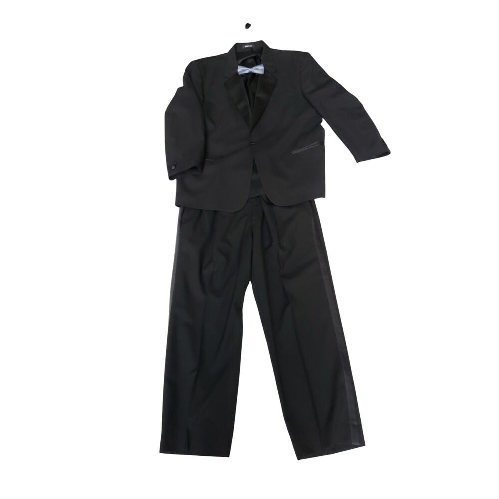 VTG Lord West Black Tuxedo Jacket 51x32 Pants 28.5" w 2" hem Bow Tie 3 Pc 48R